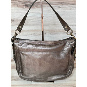 Coach Zoe Gun Metal Grey Leather Shoulder Bag‎ One Size